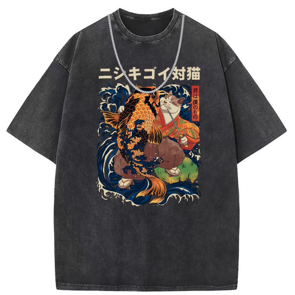 Men T Shirts Washed old punk cotton printed short-sleeved T-shirt