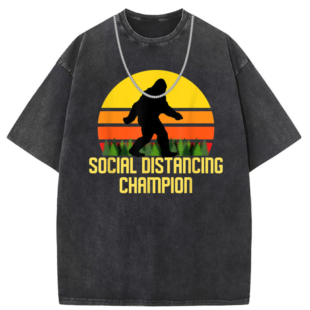 Men T Shirts Short Sleeve T-Shirt Washed Old Punk Loose