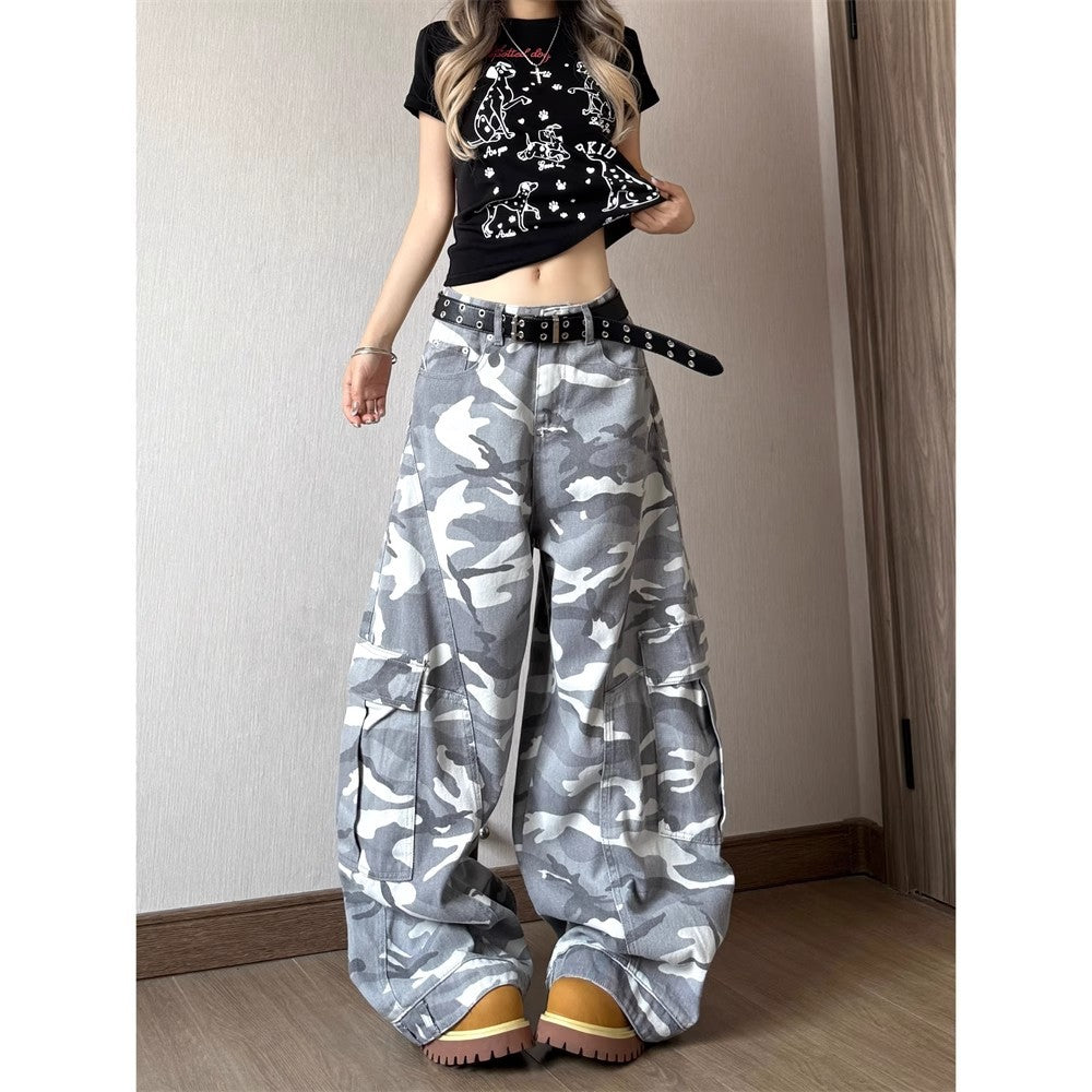 Women casual pants retroloose camouflage