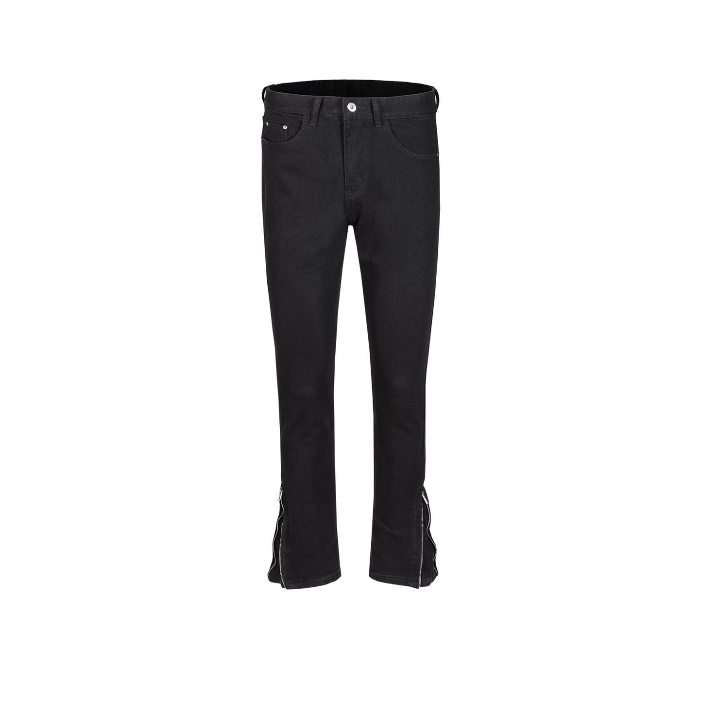 MIJKO Men Vintage Pants MIJKO Zipper Pants Micro Elastic Trousers Slim-Fit Jeans