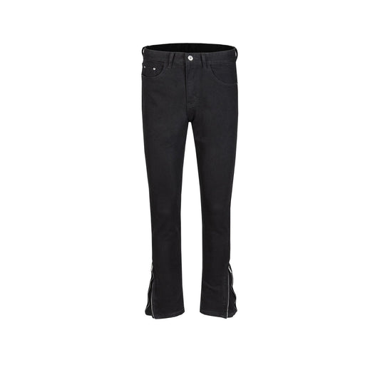 MIJKO Men Vintage Pants MIJKO Zipper Pants Micro Elastic Trousers Slim-Fit Jeans