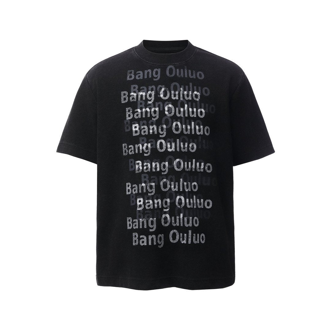 Men t shirts retro waffle grids printing distressedloose short sleeves