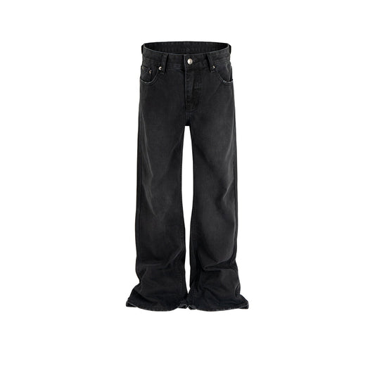 MIJKO Men Vintage Pants MIJKO Washing Water Old Trousers Slightly Stretched Wide Foot Jeans
