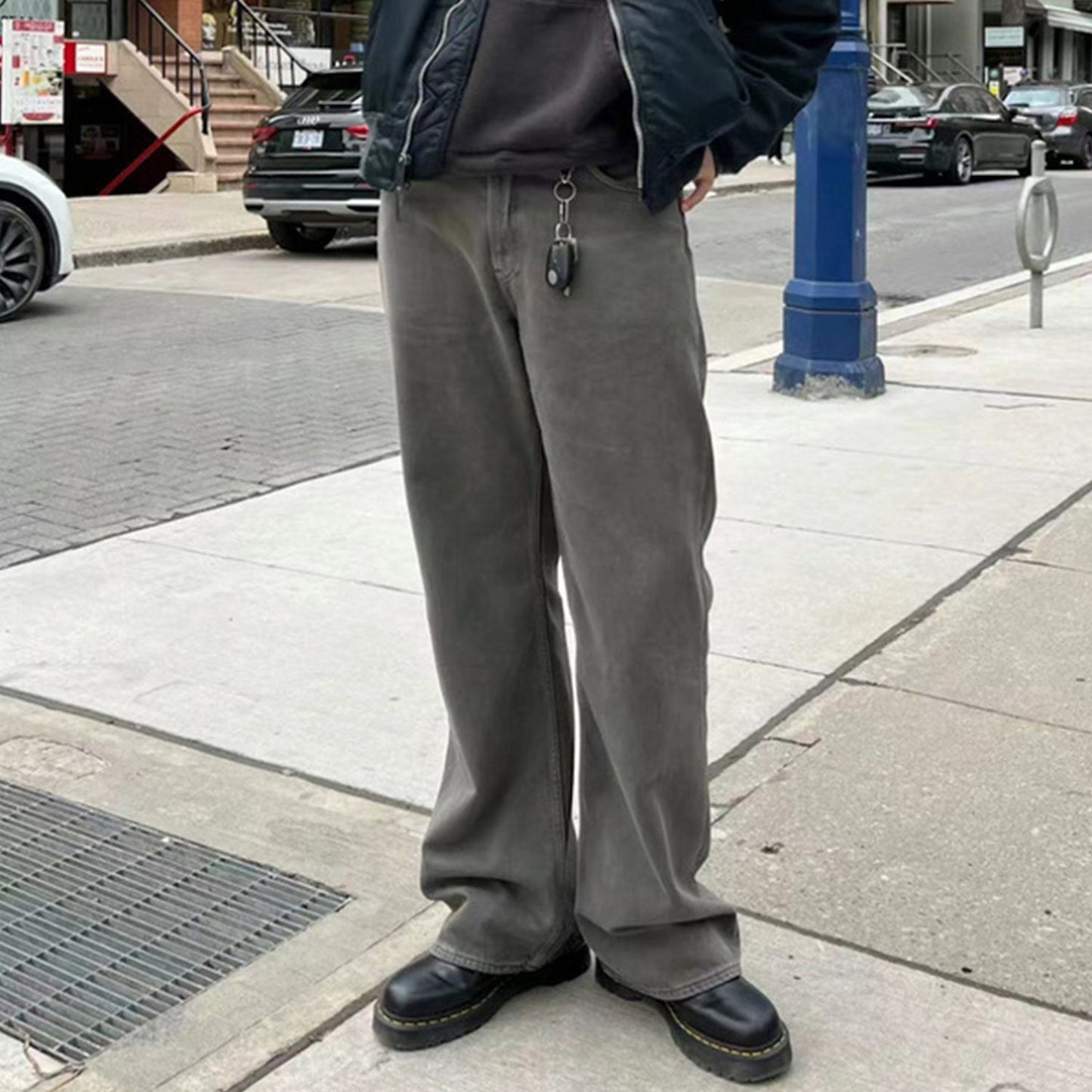 MIJKO Men's Vintage Pants MIJKO Straight Pants Men's and Women's Washed Old Dyed Jeans