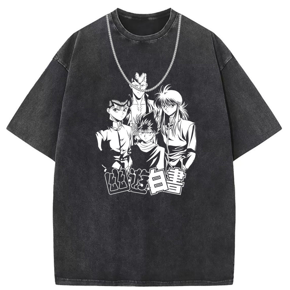 Men T Shirts Pure cotton round neck short-sleeved T-shirt washed and old