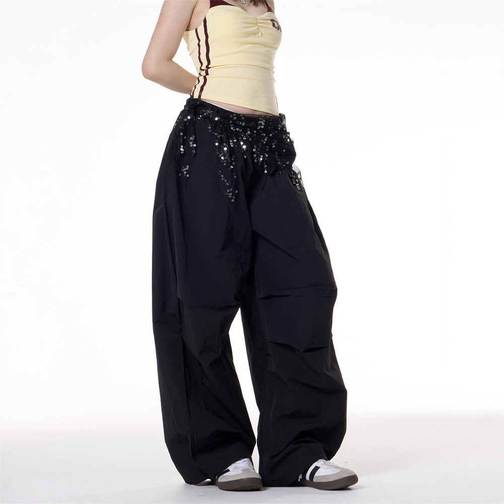 Women casual pants retrosummersequin fart curtain for women