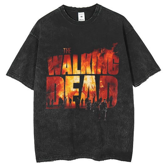 Mens T Shirts Printed High Street T-Shirts Short Sleeves Washed