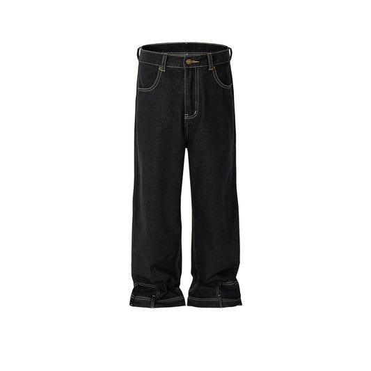 MIJKO Men's Vintage Pants MIJKO Men's Women's Design Trousers Men's and Women's Straight Washed Jeans