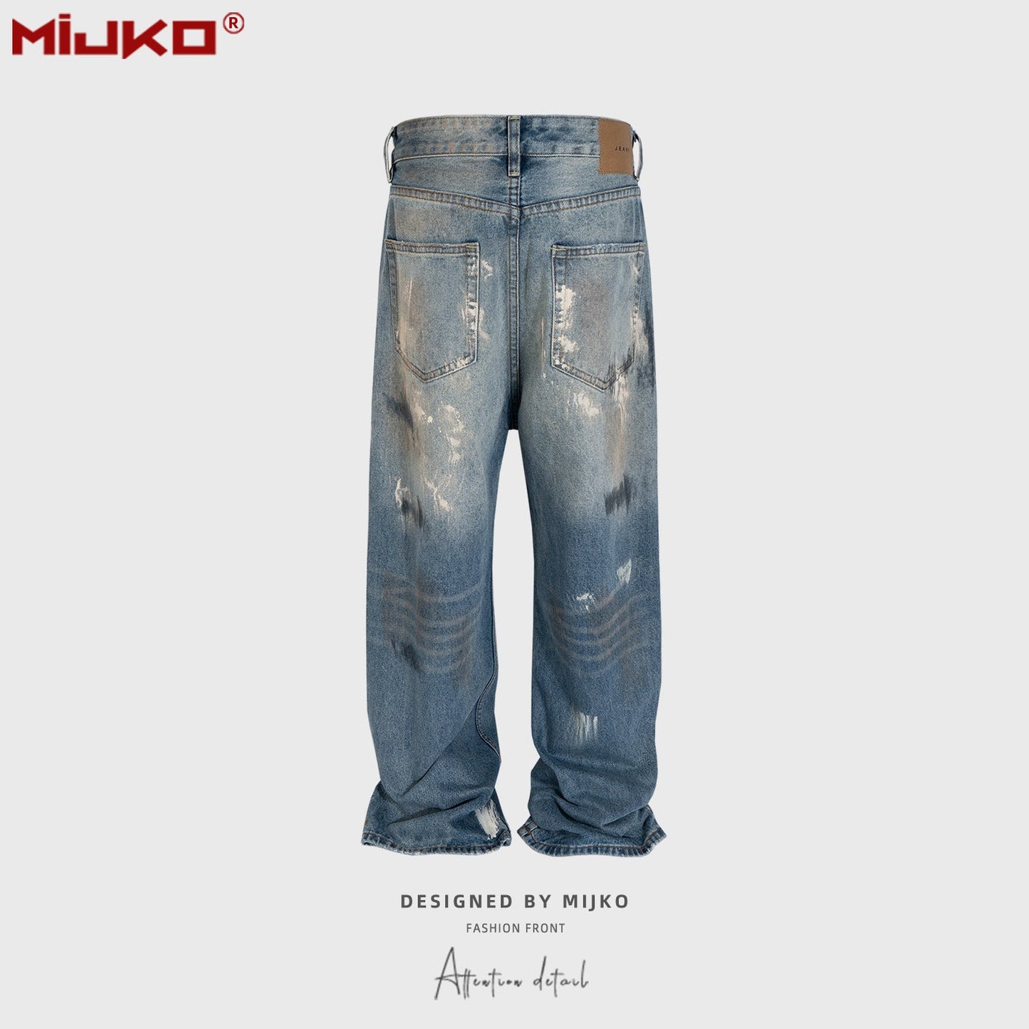 MIJKO Mens Vintage Pants Make Old Jeans Straight
