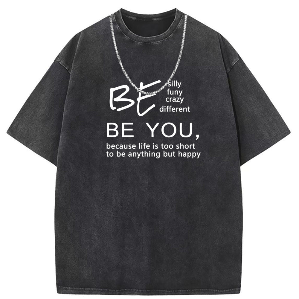 Men T Shirts Crew neck short sleeve T-shirt women washed and old