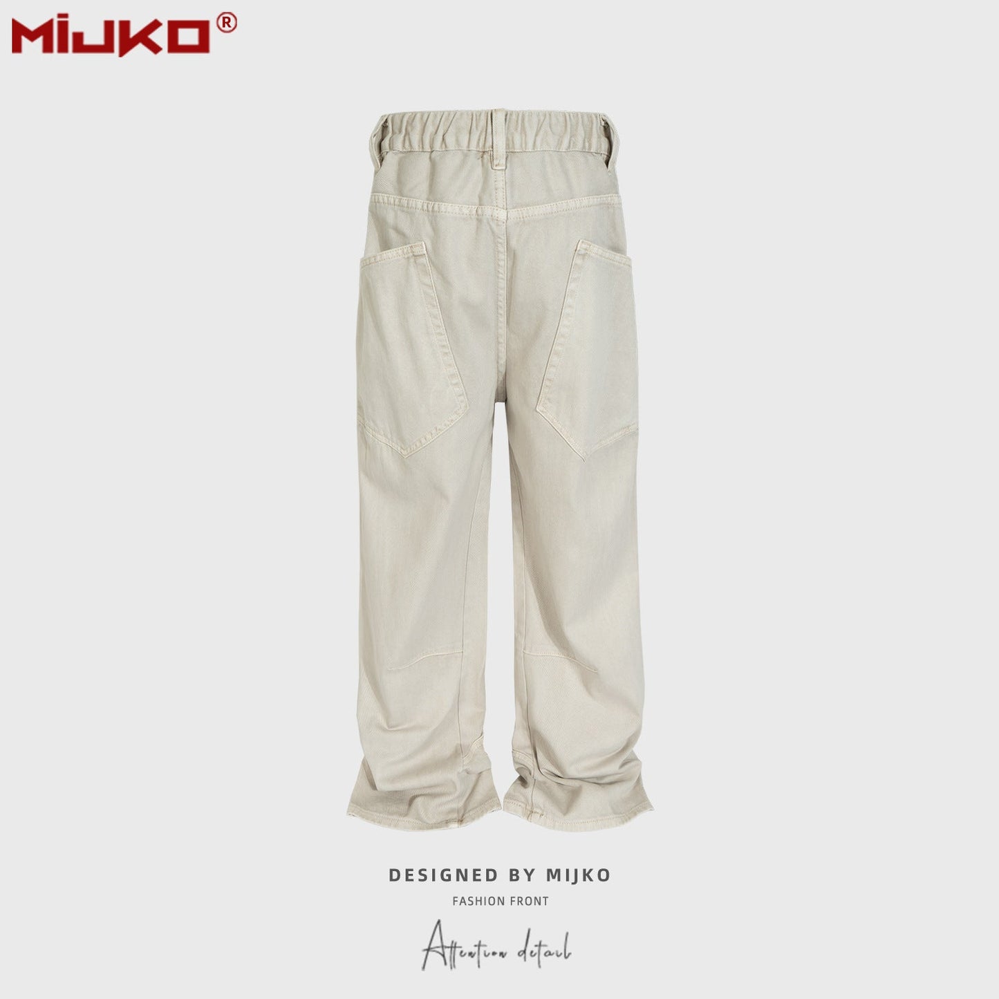 MIJKO Mens Vintage Pants Stretch Waist Straight Jeans