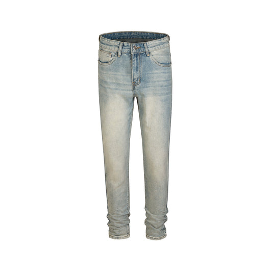 MIJKO Mens Vintage Pants MIJKO Washed Old Trousers Jeans