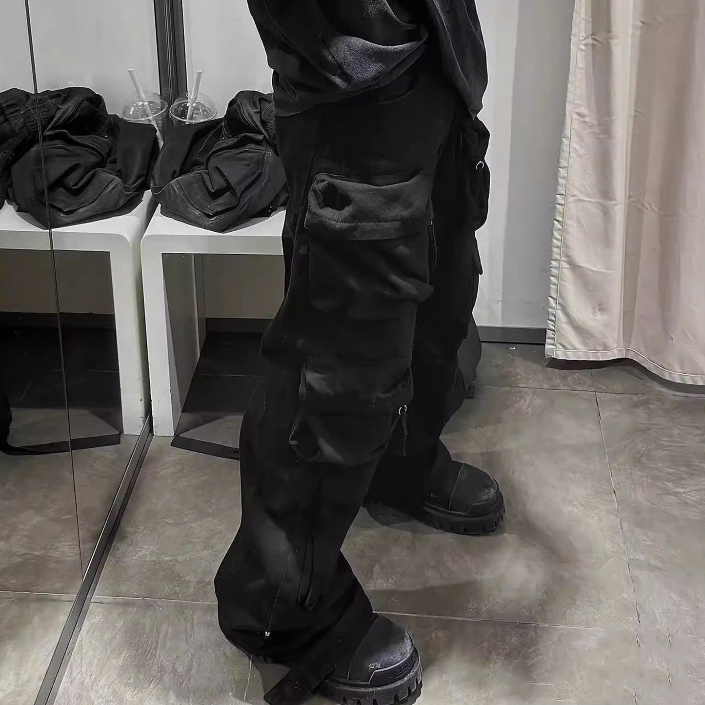 MIJKO Men Vintage Pants MIJKO Wide Leg Washed Overalls Trousers Casual Pants