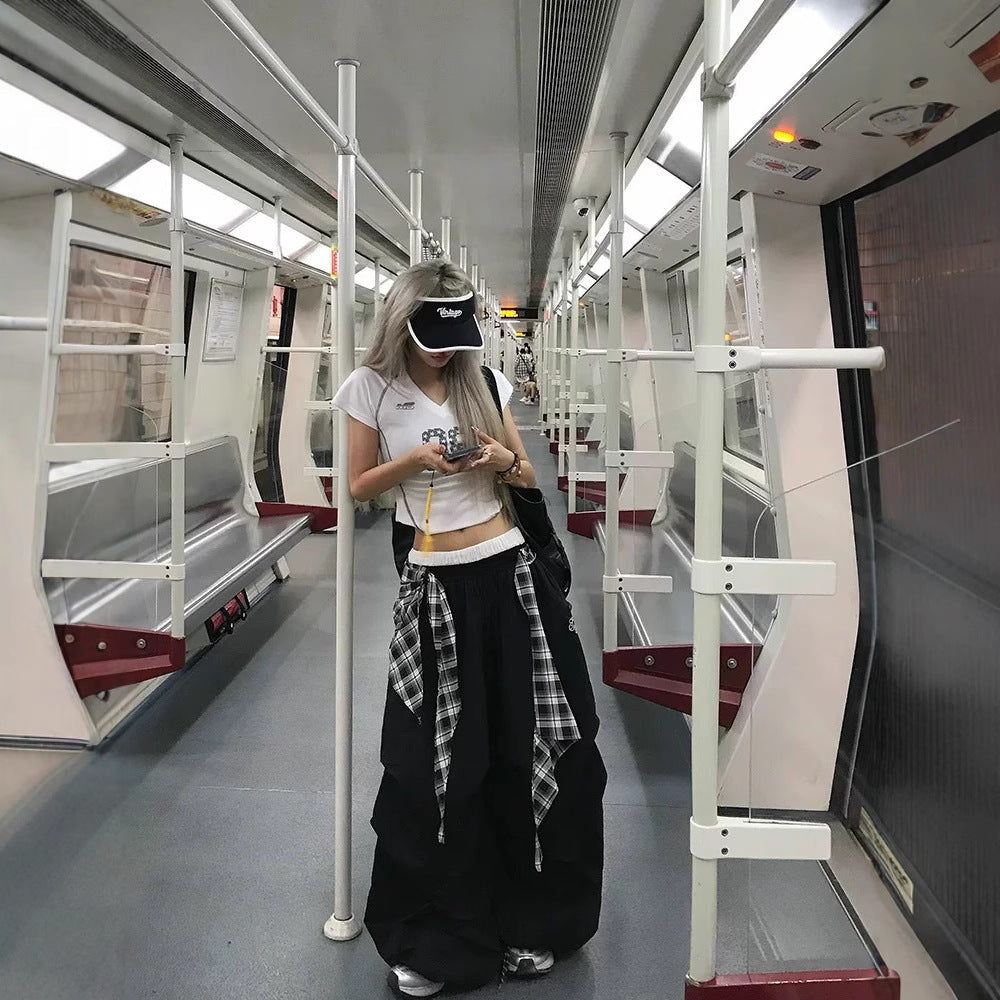 Women casual pants hip hop wide leg pants loose casual wide leg scimitar pants