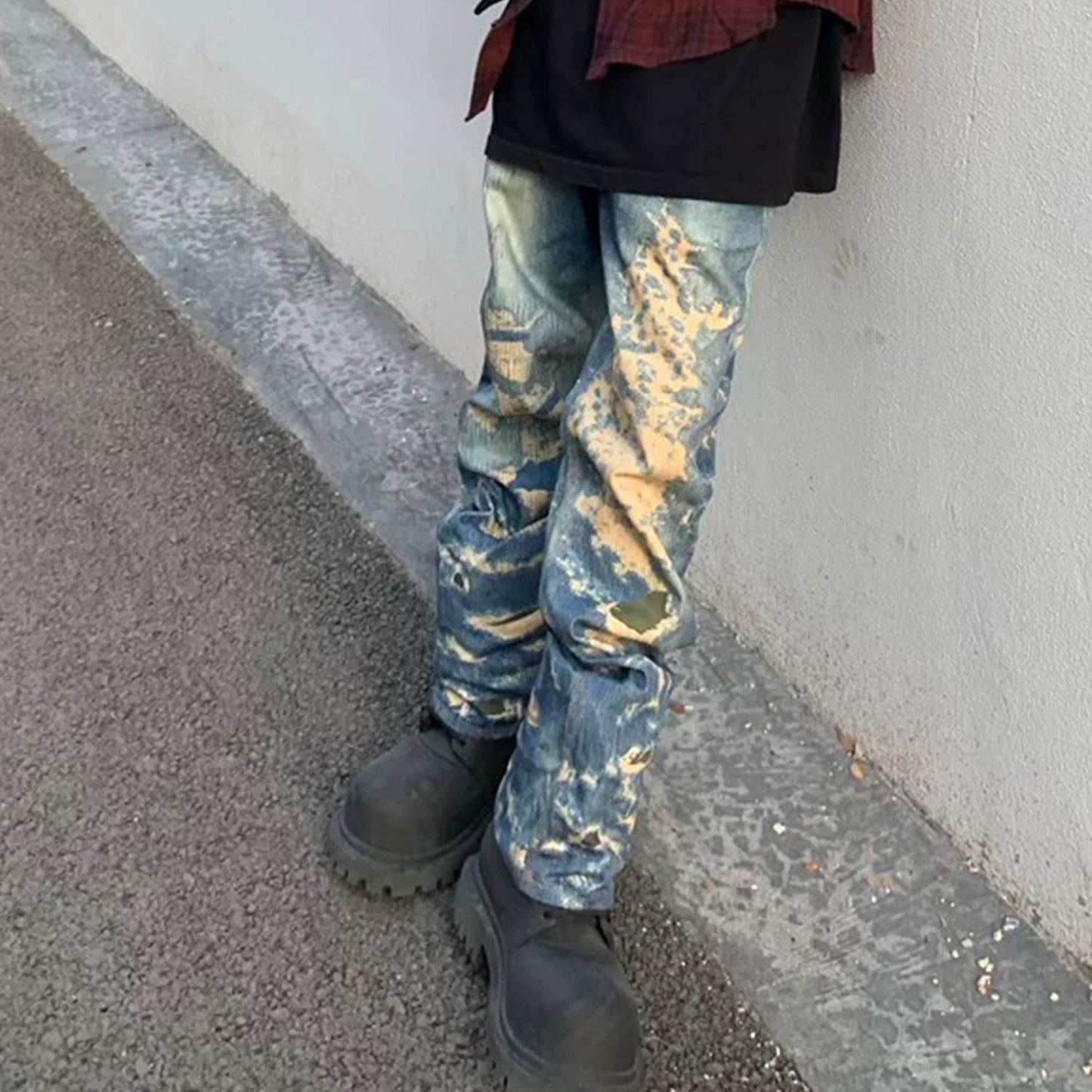 MIJKO Men's Vintage Pants MIJKO Men's Jeans Straight Design Men's and Women's Trousers