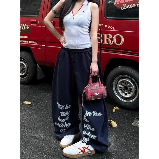 Women casual pants letter printing