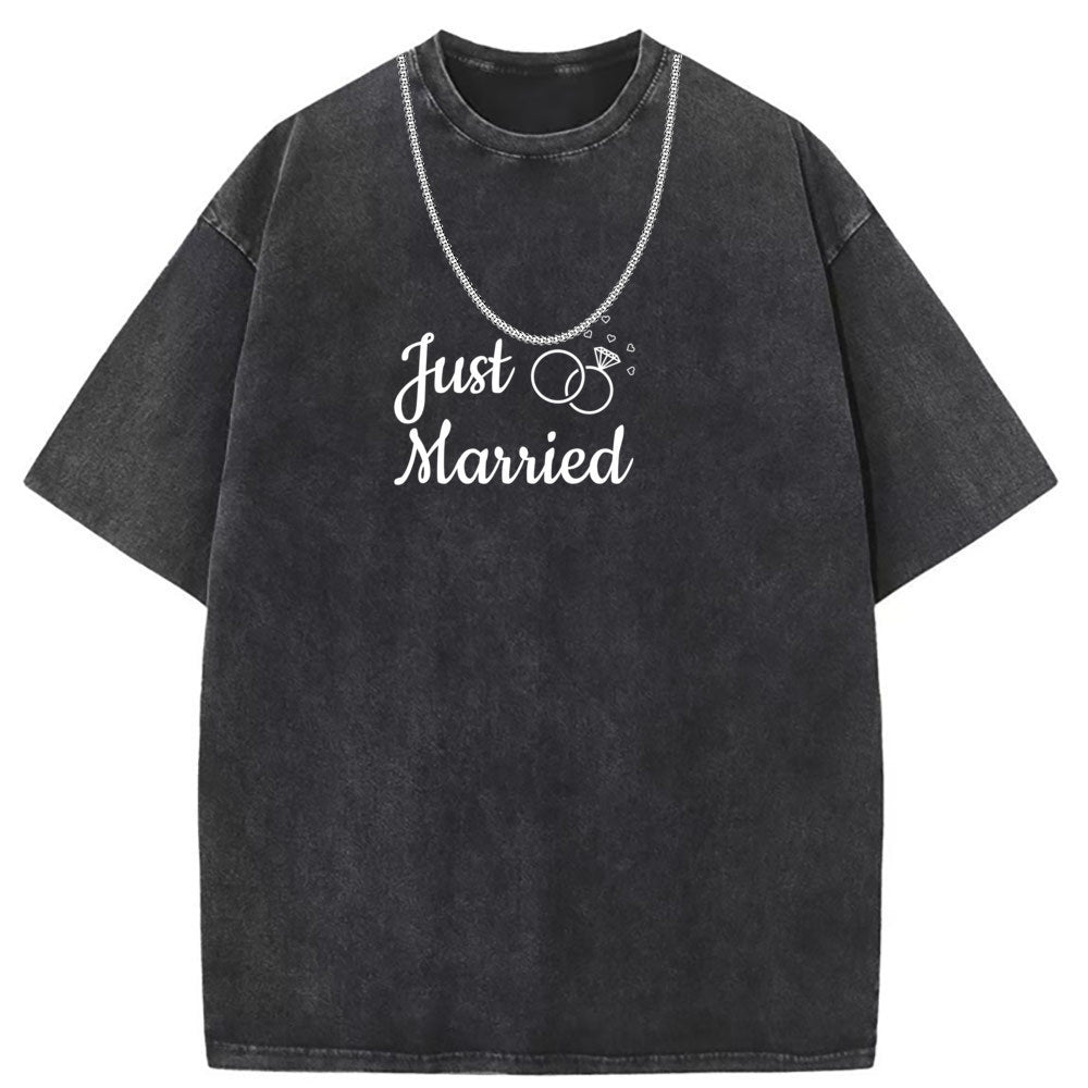 Men T Shirts Cotton short-sleeved T-shirt women's washed and old