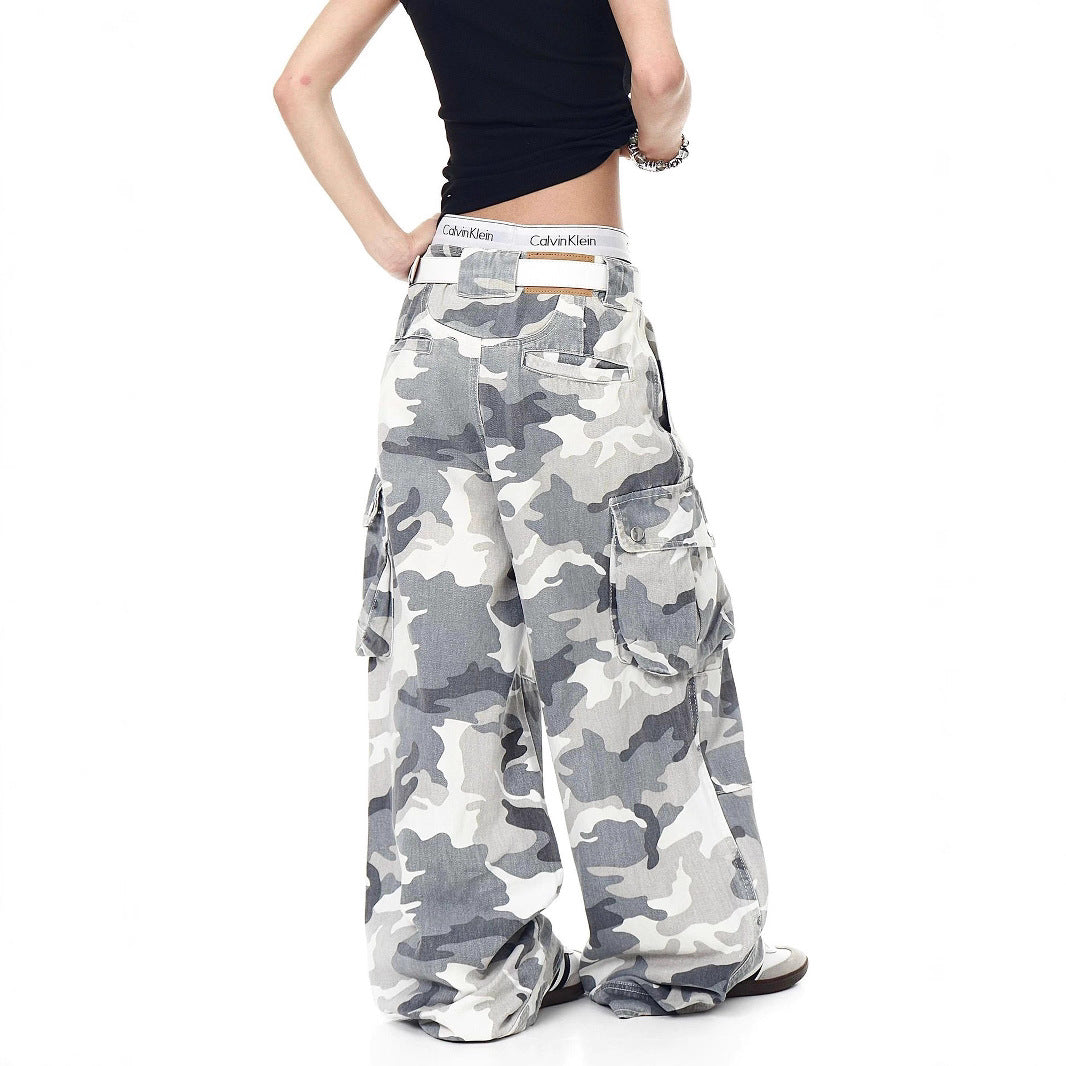 Women casual pant looseretro camouflage