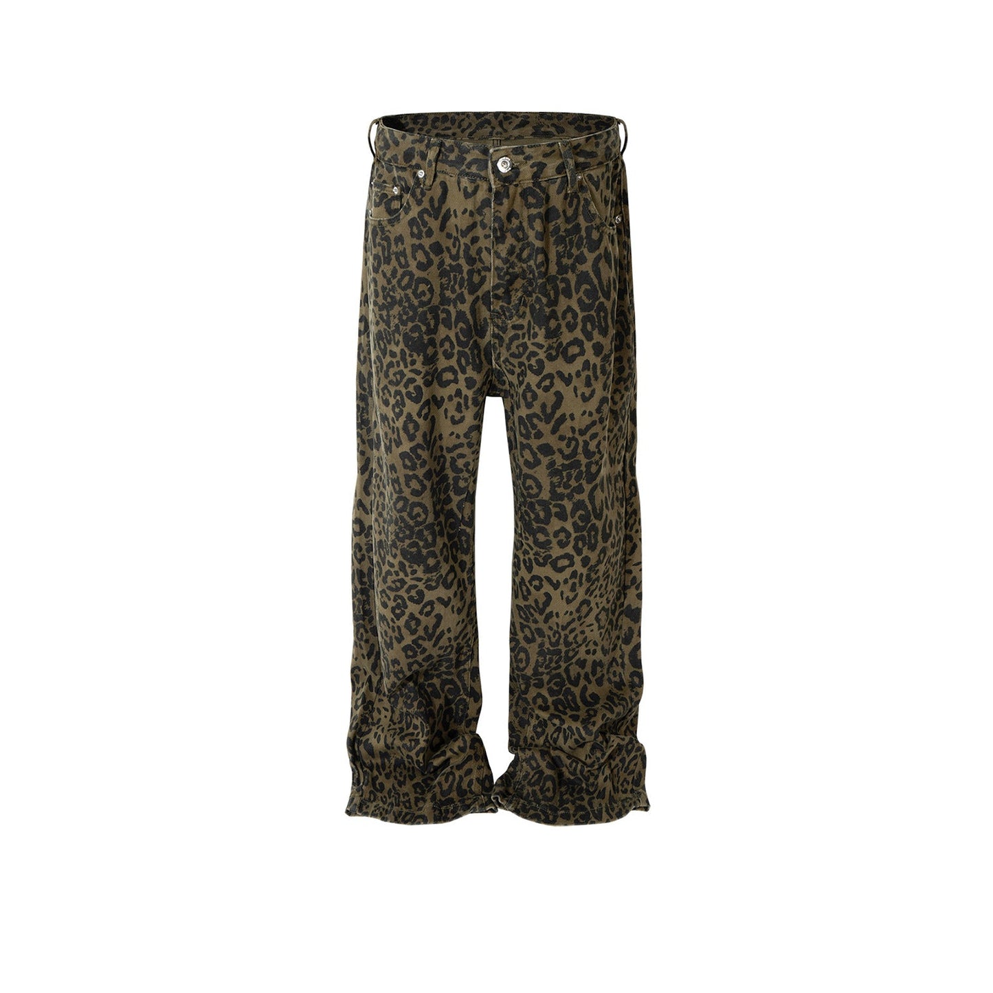 MIJKO Men Vintage Pants MIJKO High Street Vintage Leopard Camouflage Straight Slim Jeans