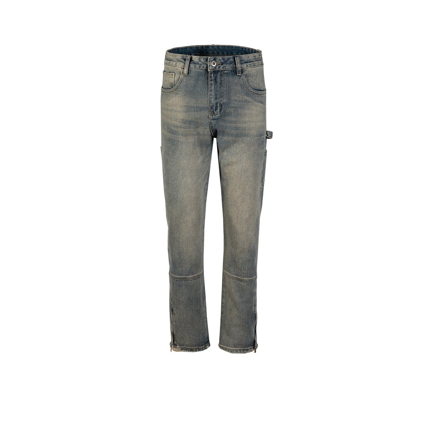 MIJKO Men's Vintage Pants MIJKO washed old trousers men's and women's wide-footed jeans