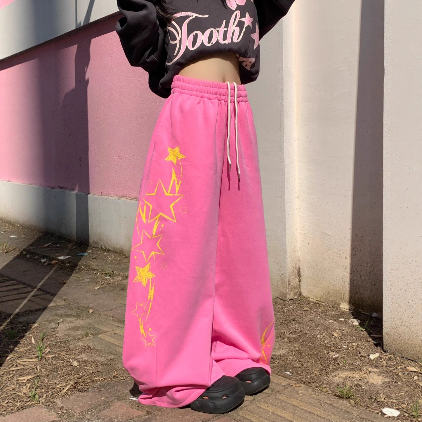 Women casual pant star printingloose