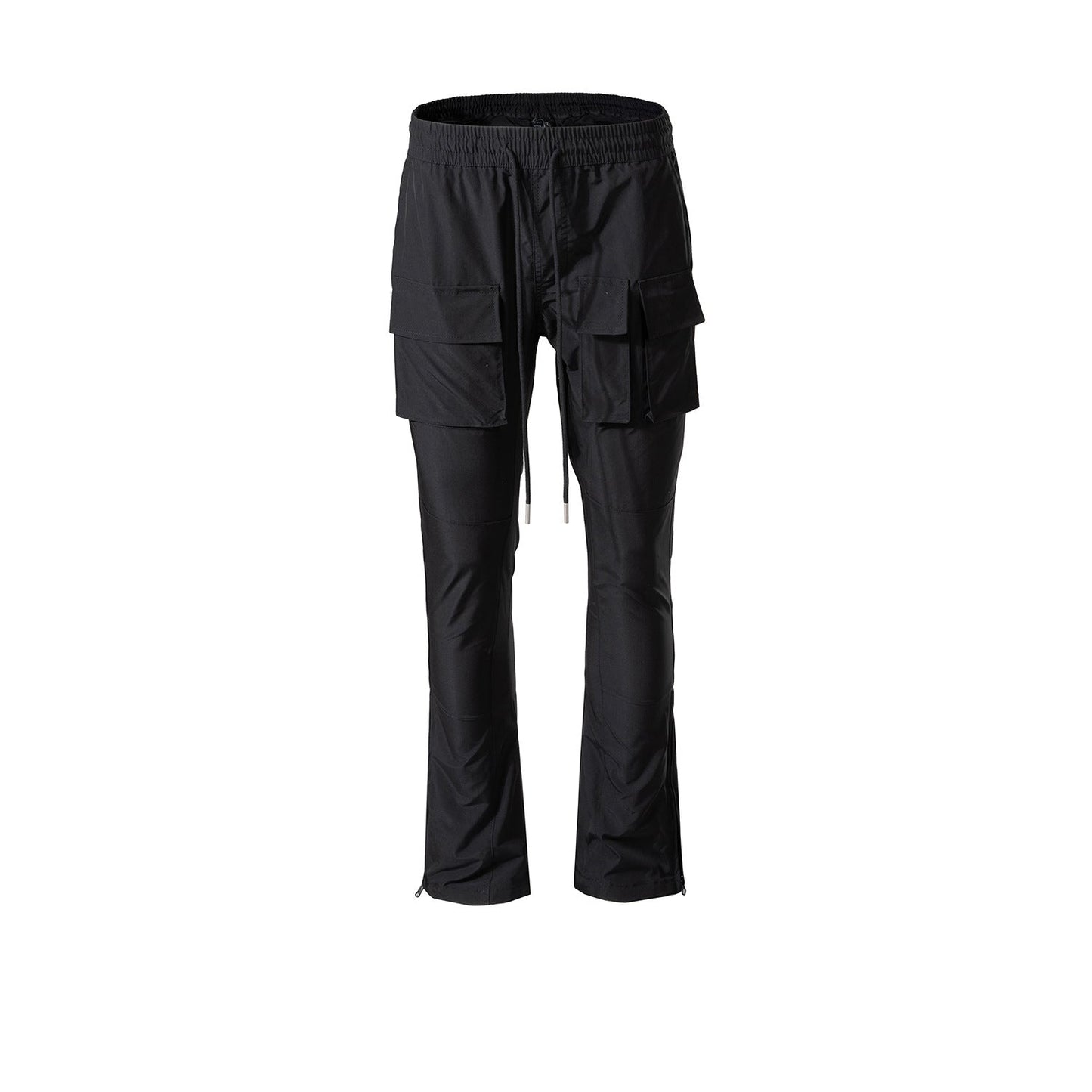 MIJKO Mens Vintage Pants Multi-Pocket Slim-Fit Zipper Wide-Foot Casual Pants