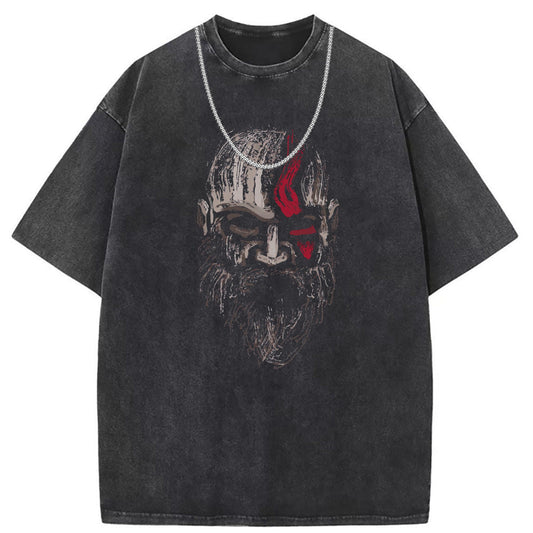 Mens T Shirts Washed Old Punk Short Sleeve T-Shirts