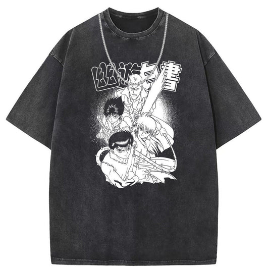 Men T Shirts Washed High Street Printed Short Sleeve T-Shirt Loose Casual
