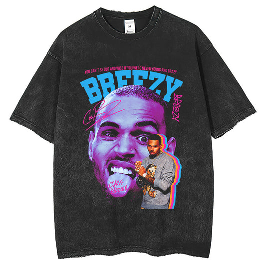 Men T Shirts Rapper Print Short Sleeve Vintage Hip Hop