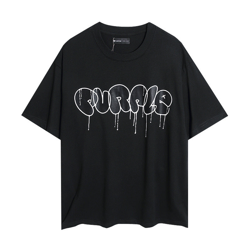 Purple Brand T Shirts Purple Micro Label Melted Letter Print Short Sleeve T-Shirt