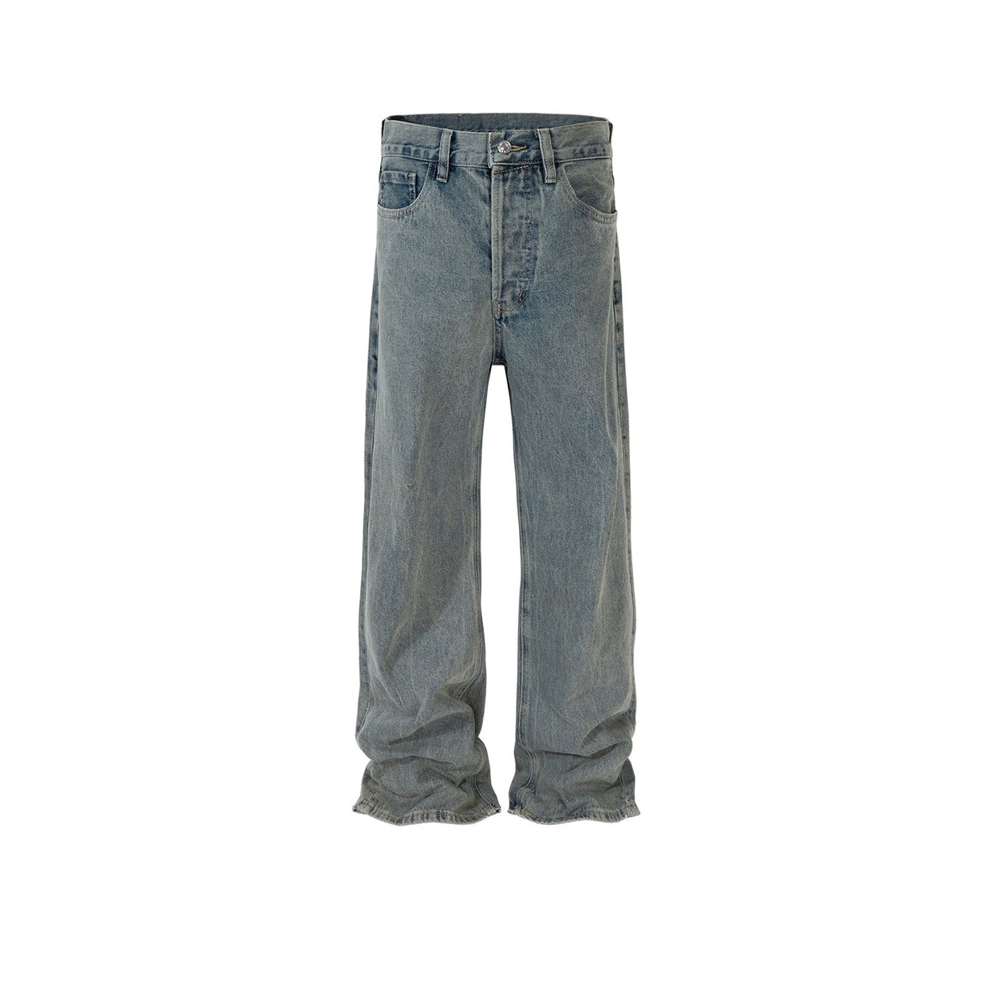 MIJKO Men's Vintage Pants MIJKO Men's and Women's Washed Faded Old Straight Denim Trousers