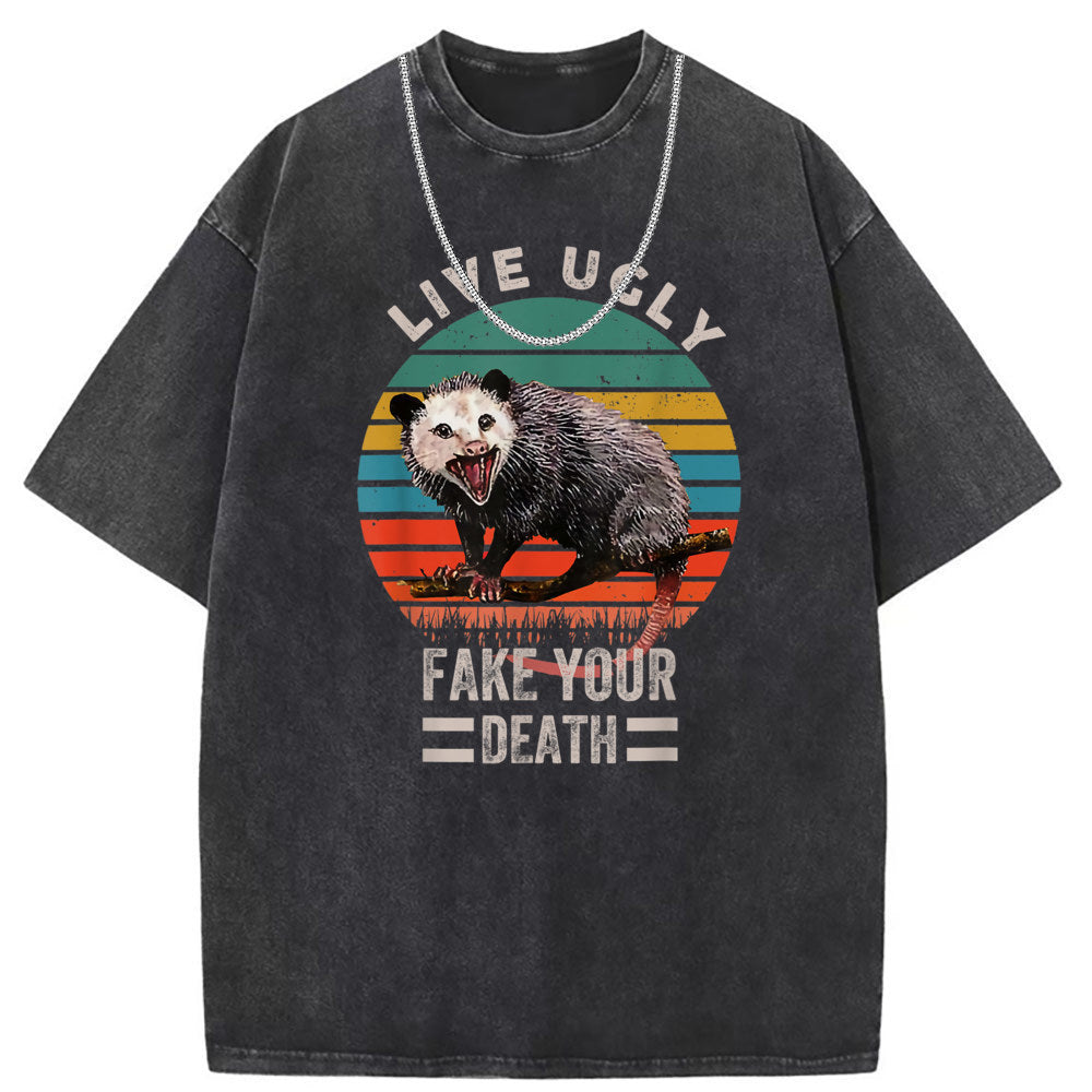 Men T Shirts Crew neck short sleeve T-shirt washed old American style