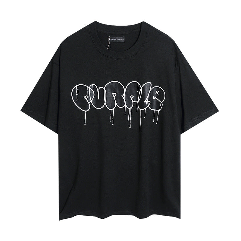 Purple Brand T Shirts Purple Micro Label Melted Letter Print Short Sleeve T-Shirt