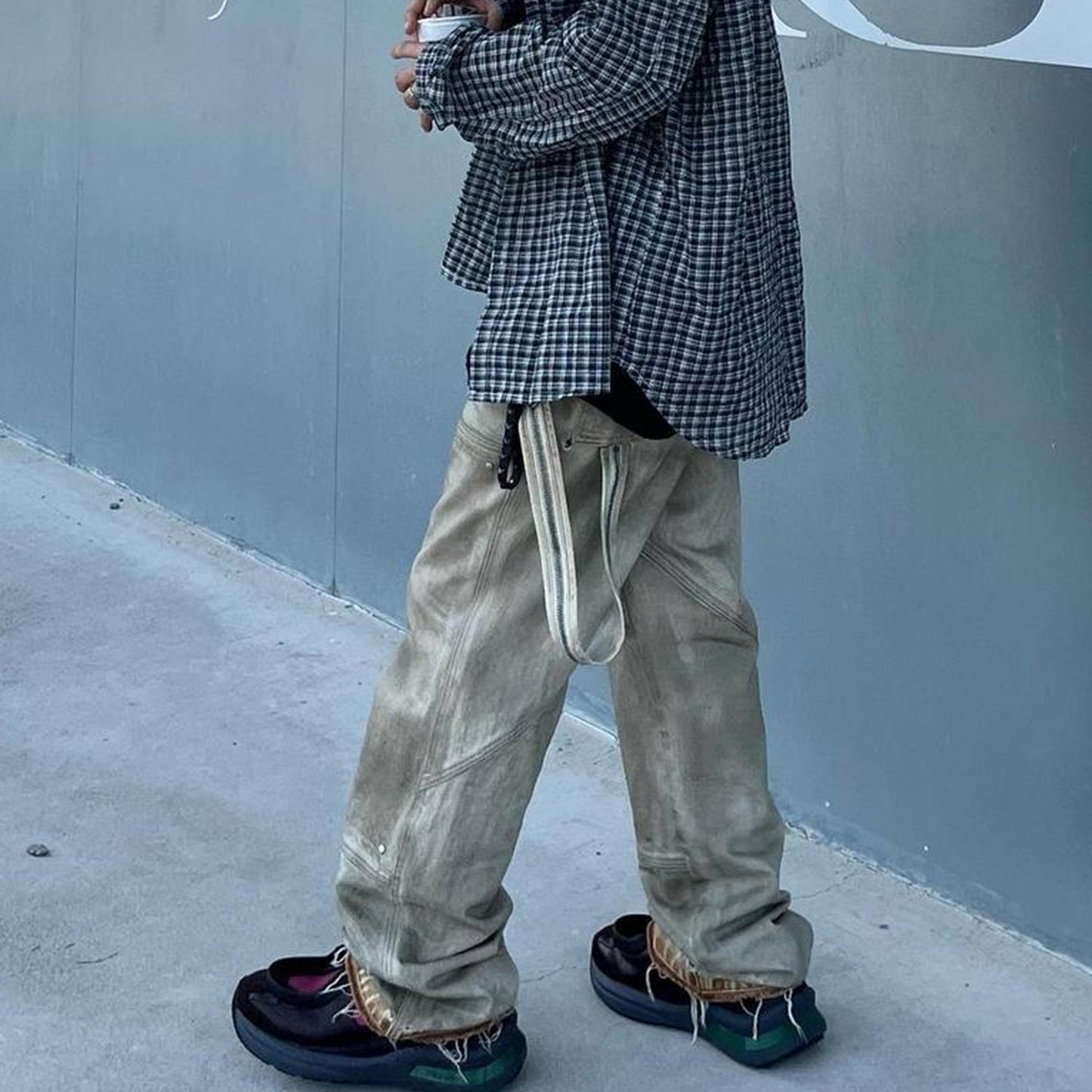 MIJKO Men's Vintage Pants Distress Unisex Pants