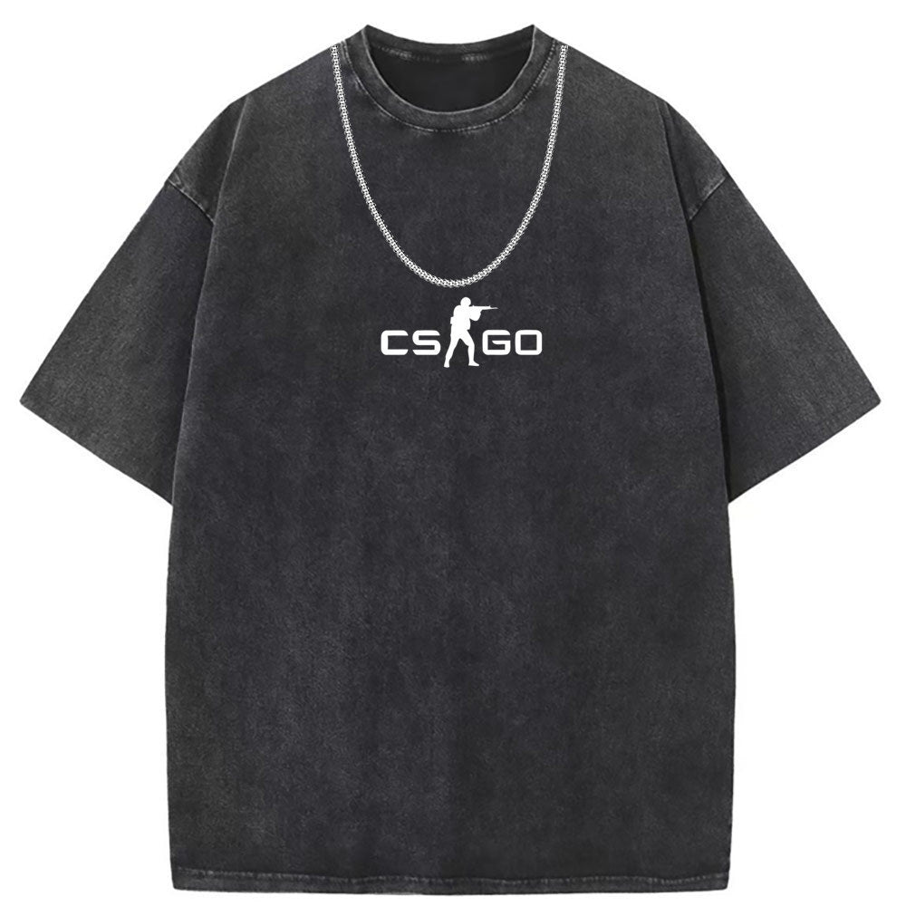 Men T Shirts Crew neck short sleeve T-shirt washed old American style