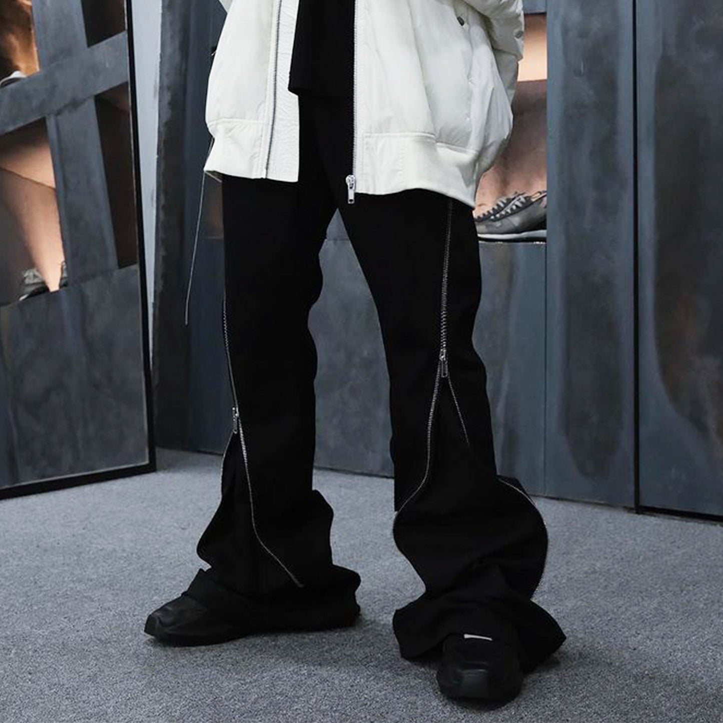 MIJKO Men's Vintage Pants MIJKO Men's Women's Autumn and Winter Pants Zipper Jeans