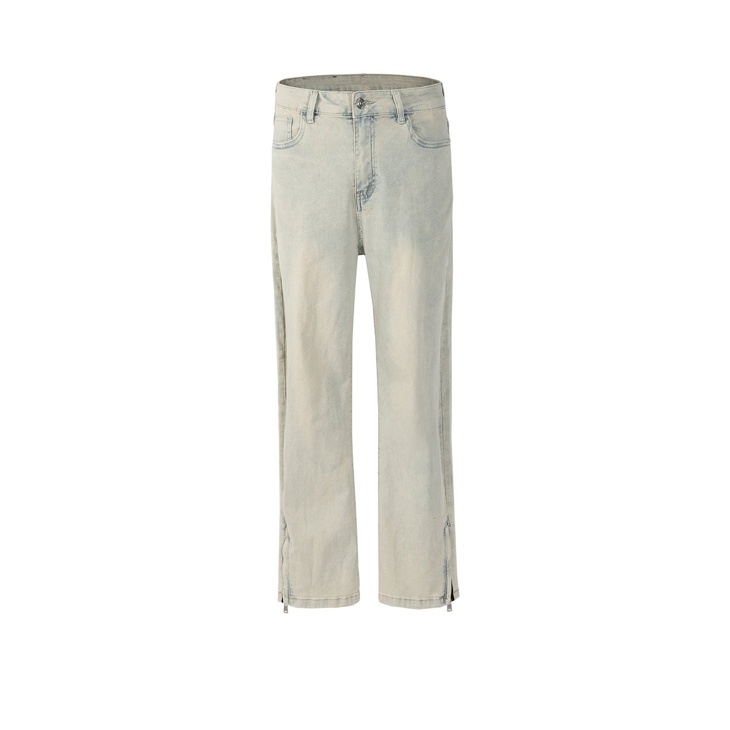 MIJKO Men Vintage Pants MIJKO washed old trousers men's and women's slightly pulled trousers slim-fitting jeans