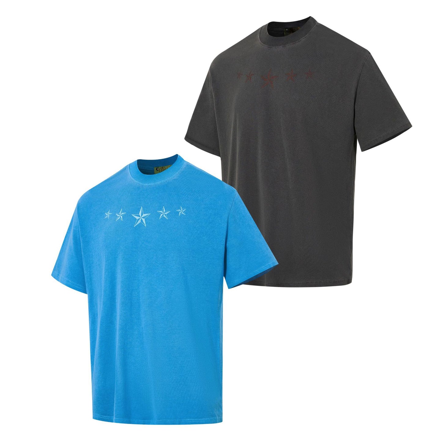 Men t shirts summer washed old letter round neck loose short sleeves