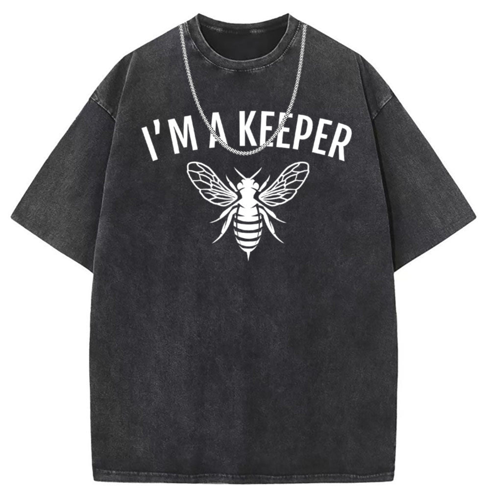 Men T Shirts Washed Old Printed Short Sleeve T-Shirts Loose Casual