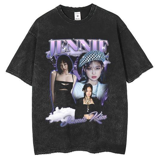 Mens T Shirts Pink Gold Jenny Jenny Washing T-Shirt Print