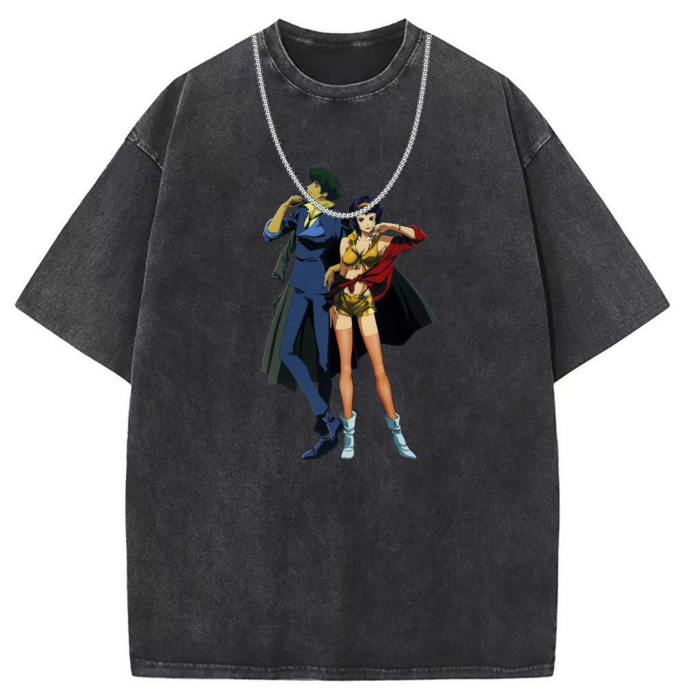 Men T Shirts Short-sleeved T-shirt women washed and old