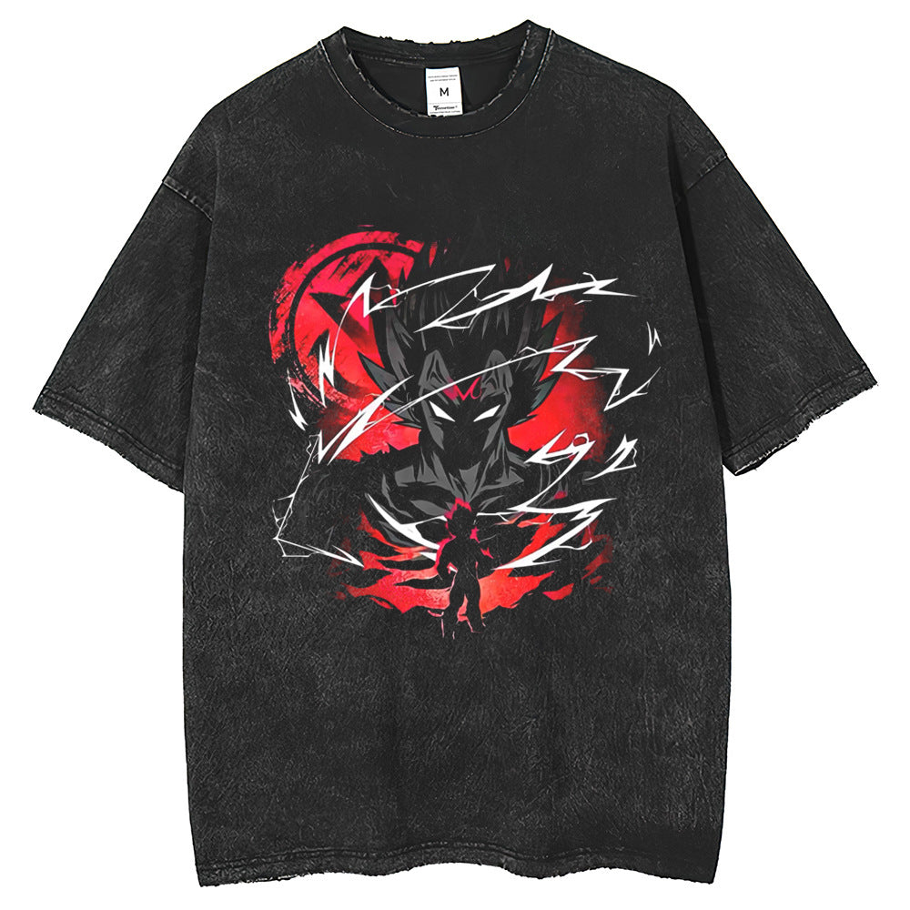 Mens T Shirts Loose Short Sleeve Dragon Ball Print Fried Snowflake T-Shirt