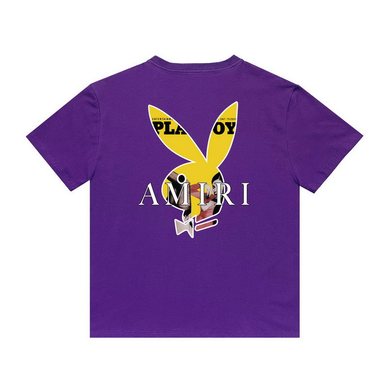 Amiri T Shirt Yellow Rabbit Head Beauty Casual Round Neck