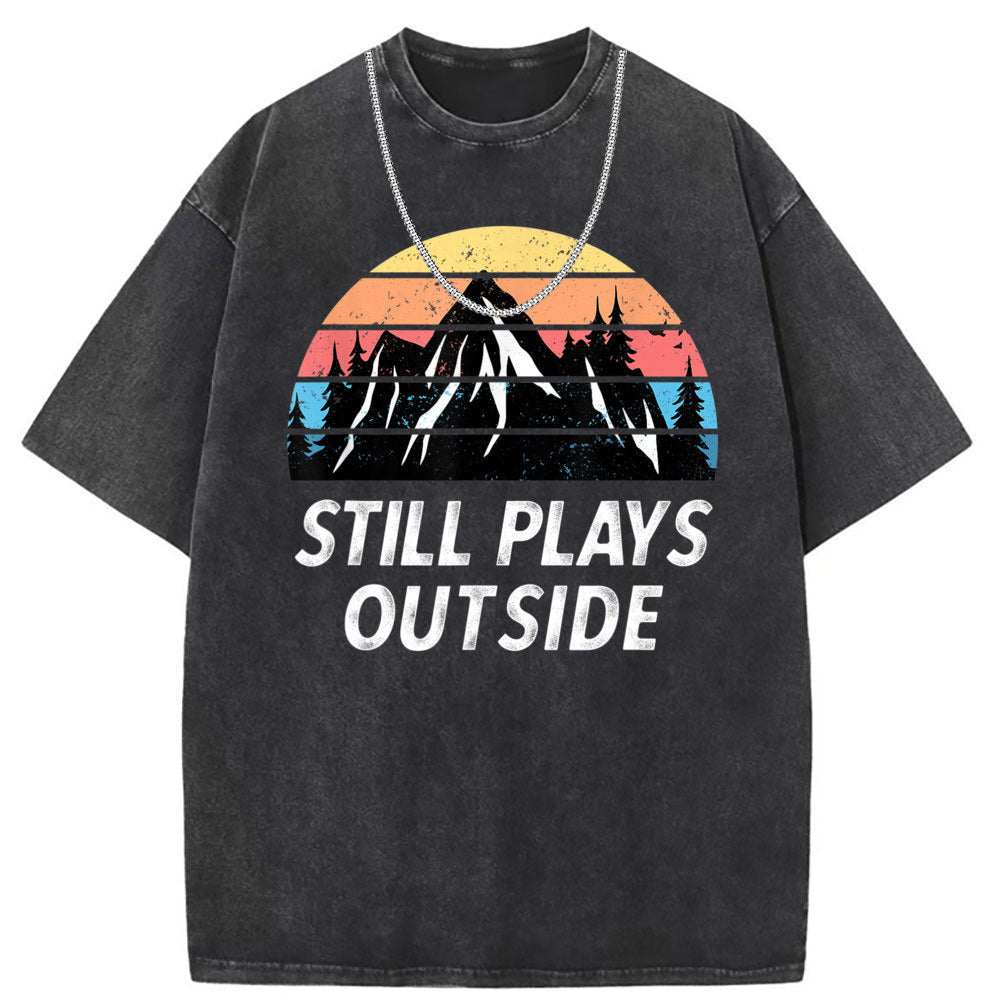 Men T Shirts Washed Old Printed Short Sleeve T-Shirts Loose Casual
