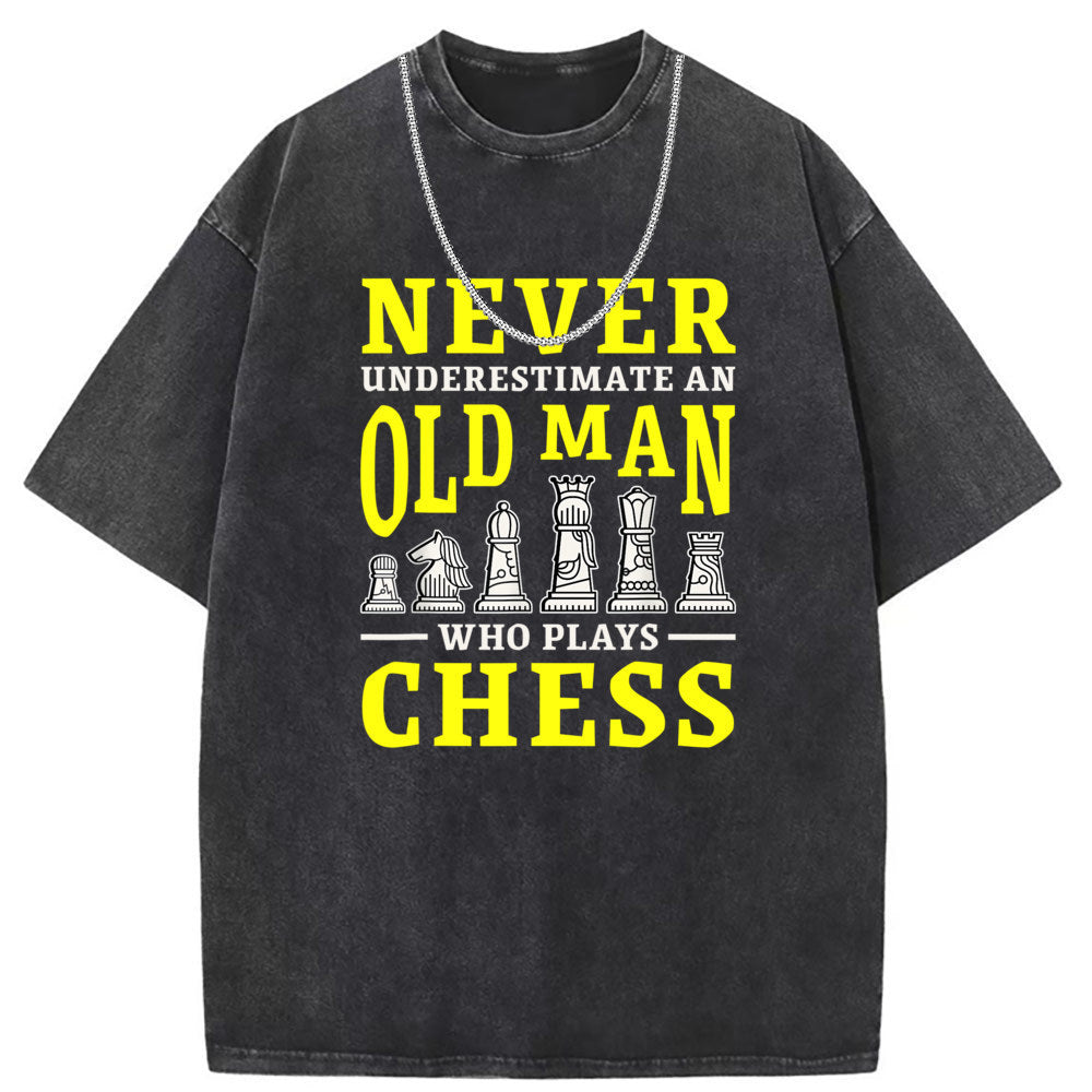 Men T Shirts Short Sleeve T-Shirt Washed Old Punk Loose