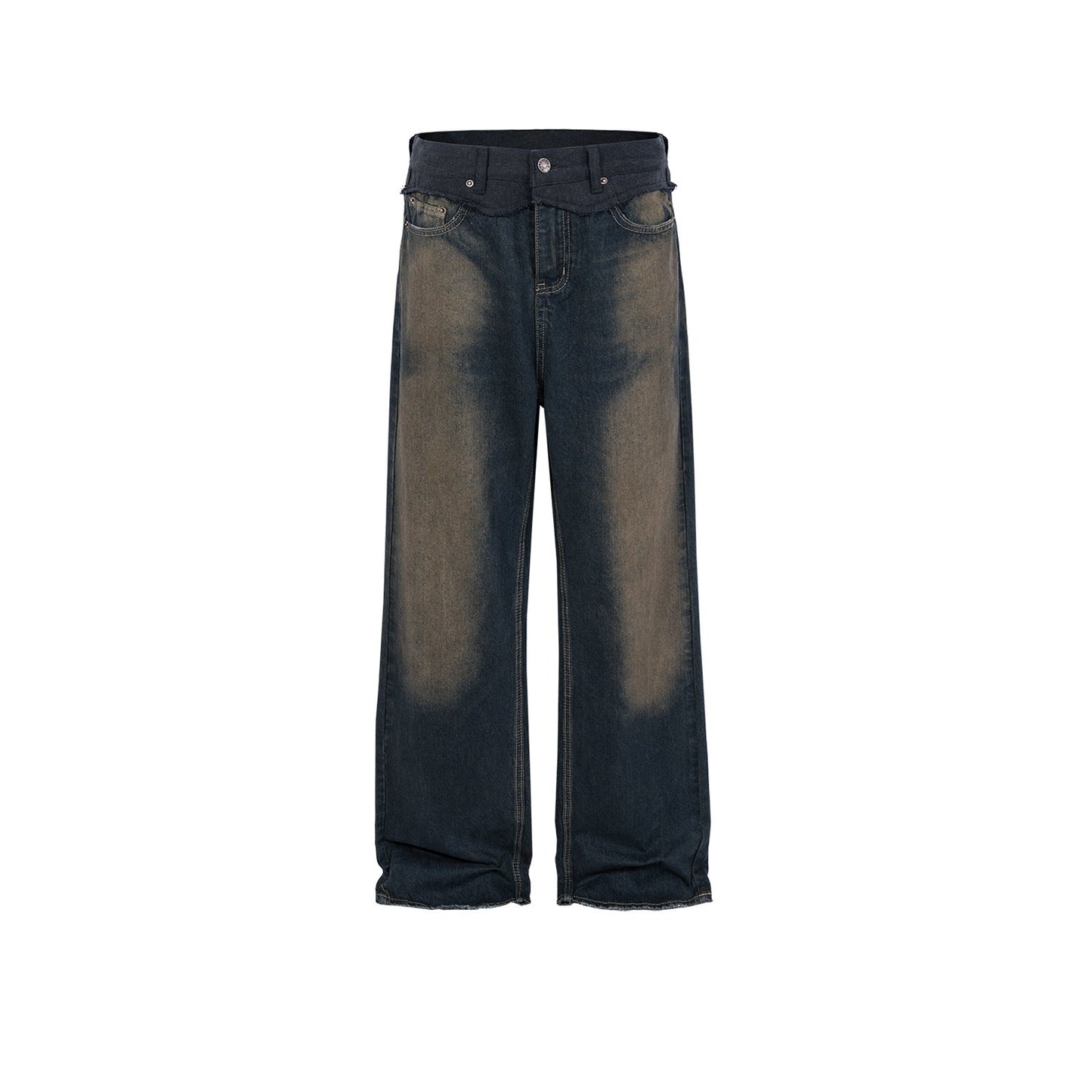 MIJKO Men's Vintage Pants MIJKO Men's Women's Wide Pants Old Splicing Jeans