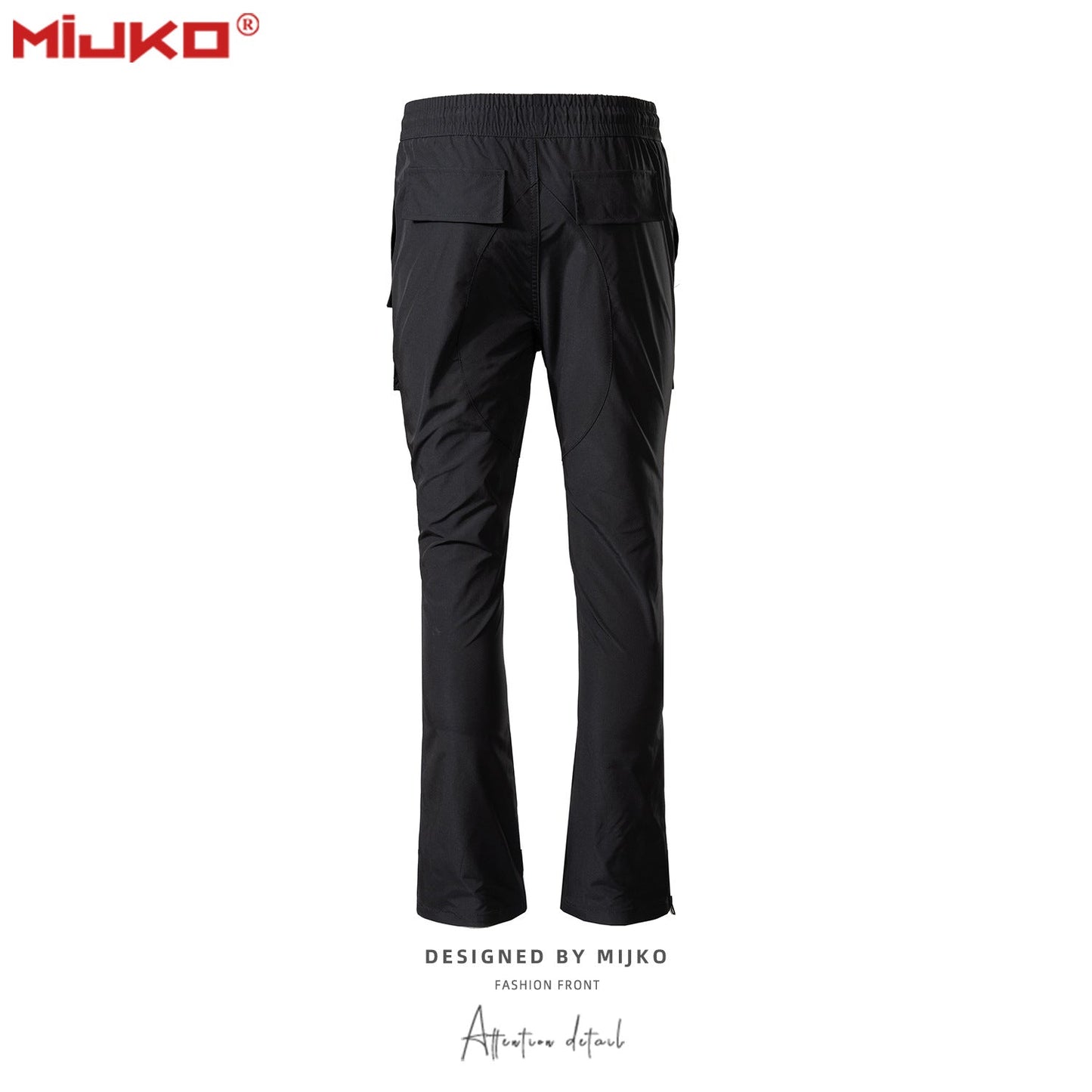 MIJKO Mens Vintage Pants Multi-Pocket Slim-Fit Zipper Wide-Foot Casual Pants