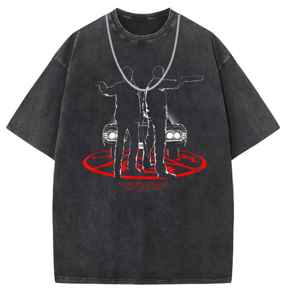 Men T Shirts Crew neck short-sleeved T-shirt washed and old