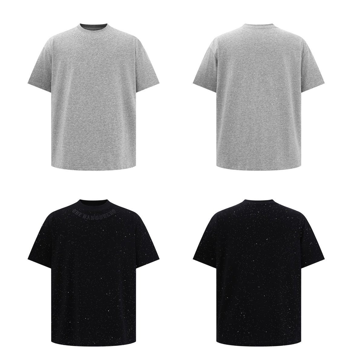 Men t shirts summer glitter deconstructed embroiderloose round neck short sleeves