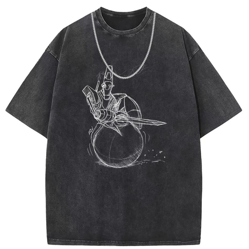 Men T Shirts Washed Old Punk Short Sleeve T-Shirt Loose